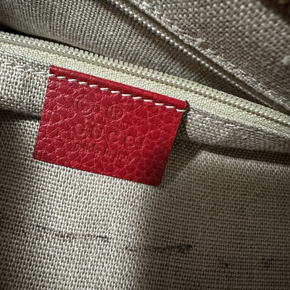 GG Red/Beige Leather Canvass Bree Tote Bag - Picture 5 of 12